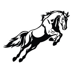 Dynamic leaping horse silhouette in motion