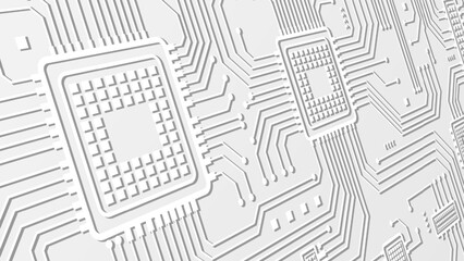 Abstract White Circuit Board Background With Clean Microchips And Lines Vector Design