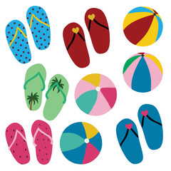 summer essentials: beach footwear and beach ball