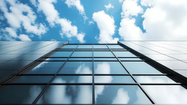 Minimal Blue Glass City Building Exterior Perspective
