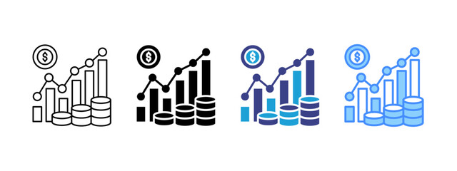 Revenue Growth icon set multiple style collection