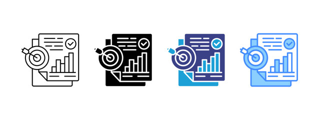 Objectives icon set multiple style collection