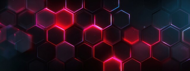 Obraz premium Abstract red and black hexagonal pattern background for technology designs