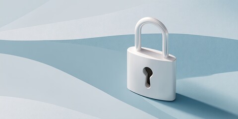 White padlock on blue wave background