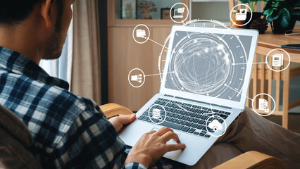 Concept design of managing online documents with cloud storage, digital file management, and secure sharing. Online documents improve workflow, online documents enhance security. Gist