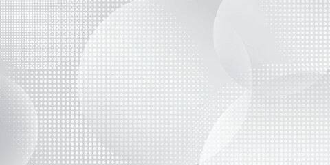 Abstract background with circles and halftone dots pattern. Grey and white backdrop