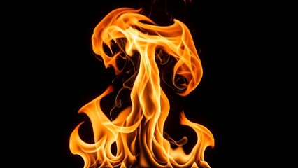 Intense Flames Dancing Against a Dark Backdrop - A Fiery Display.