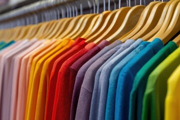 Joyful Asian designer showcases vibrant color samples for creative clothing designs at a lively studio during daylight