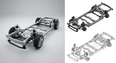 Obraz premium High-Resolution Car Chassis Diagram