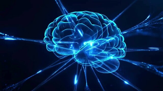 Abstract Digital Brain with Neural Connections  