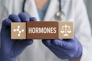 Concept of hormones. Medical hormonal therapy. Hormone balance.new