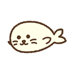 手書き風の生き物単品アイコンイラスト　ゴマアザラシ © nissat