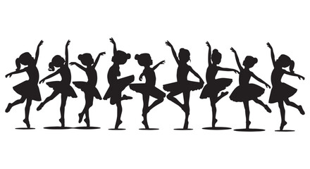 Child Ballerina Silhouettes Vector Group Of Girls For Dance Studio And Recital Programs