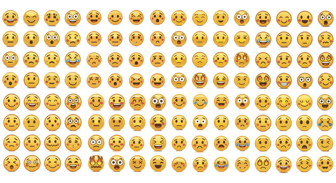 Mega Bundle Of Yellow Emoticons Showing Human Emotions For Social Media Graphics And Icons