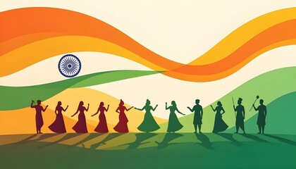 Abstract patriotic banner design featuring Indian tricolor strokes with Ashoka Chakra, suitable for Republic Day and Independence Day greetings, posters, web headers, ads, and creative backgrounds.