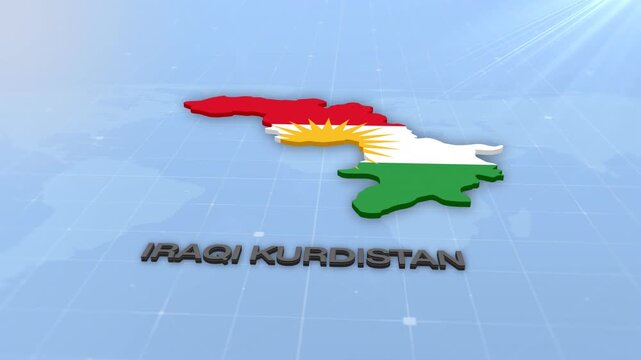 Iraqi Kurdistan Geographic Map and Flag Animated Motion Graphic Background | Iraqi Kurdistan Map Animation
