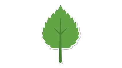 Obraz premium Simple Green Leaf Icon with White Outline Isolated on Black Background Clean Vector Illustration Nature Element