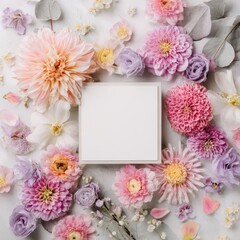 Floral frame an arrangement of pastel blooms surrounding a blank square space