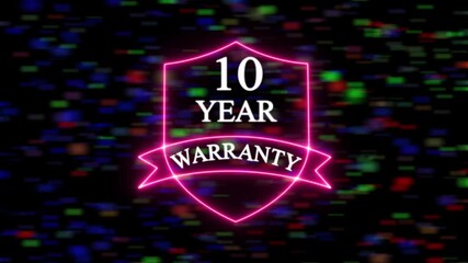 Neon line 10 Years Warranty Shield Emblem 10 Years Warranty, premium product promotion quality Design shield success 10 assurance  background. 