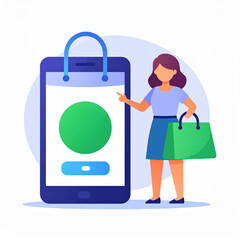 Editable Mobile Shopping Placeholder Illustration