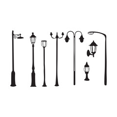 A Diverse Set of Street Lamps: Classic and Modern Designs in Compact Outdoor Lighting Displays

