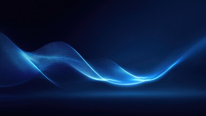 Flowing blue wave-like form over a dark plane