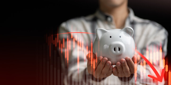 conceptual financial downturn graphic representing bankruptcy risk, economic decline, negative cash flow, market volatility, investment loss, unstable financial conditions in uncertain economic times