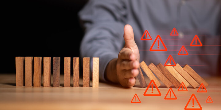 A conceptual risk control graphic illustrating crisis prevention, operational stability, strategic protection, problem interception, and safeguarding organizational processes from disruptions