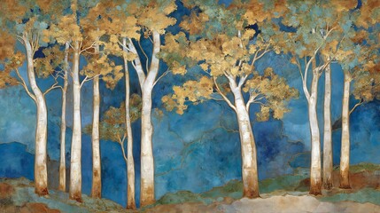 Abstract Birch Trees in Autumn.