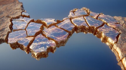 Abstract Cracked Metallic Surface with Iridescent Sheen.