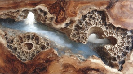 Abstract Resin River Table.