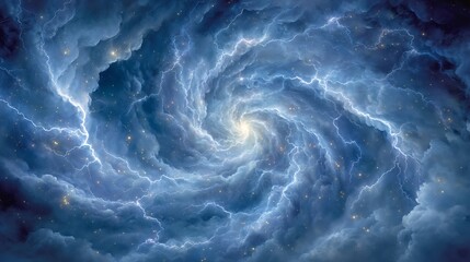 Abstract Swirling Blue Nebula Galaxy.