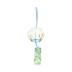 Transparent Japanese Wind Chime Furin Illustration with Soft Colors