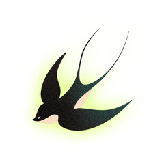 Stylized Flying Bird Silhouette with Soft Glow Illustration