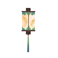 Elegant Asian Hanging Decorative Lantern Illustration with Pattern Details