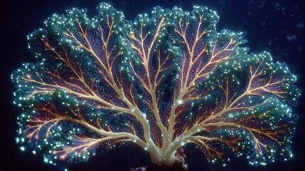Bioluminescent Coral Tree Underwater.