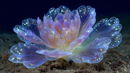 Bioluminescent Sea Anemone with Bubbles.