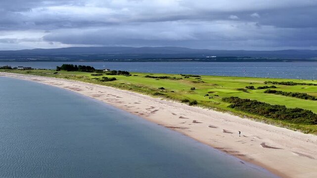 Aerial View of Rosemarkie Beach and Coastal Landscape, Scotland