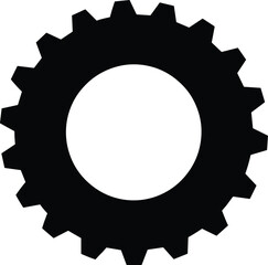 Gear silhouette—vector of mechanical cogwheel with evenly spaced teeth and circular center