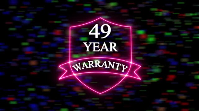 Neon line 49 Years Warranty Shield Emblem 49 Years Warranty, premium product promotion quality Design shield success 49 assurance  background. 