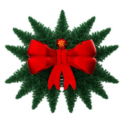 Christmas Wreath with a Red Ribbon