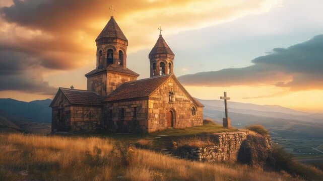 Historic Twin-Tower Chapel on Scenic Meadow Hills