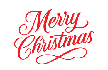 Merry christmas script hand lettering typography vector design for holiday greeting card.