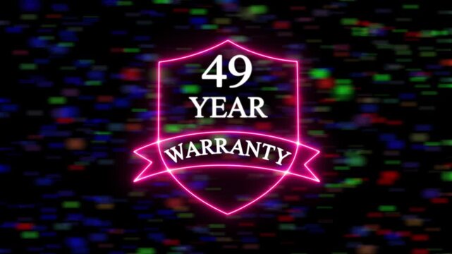 Neon line 49 Years Warranty Shield Emblem 49 Years Warranty, premium product promotion quality Design shield success 49 assurance  background. 