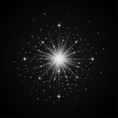 Abstract starry night fireworks background vector illustration