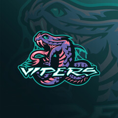 Snake mascot logo design vector. Viper snake illustration for sport and esport team.