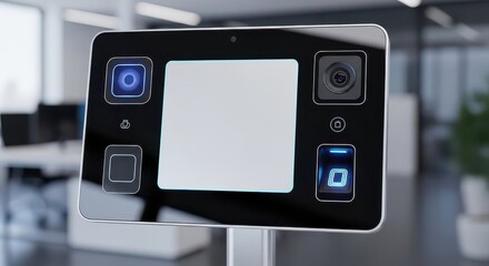 Modern electronic terminal displays multiple input indicators in an office setting