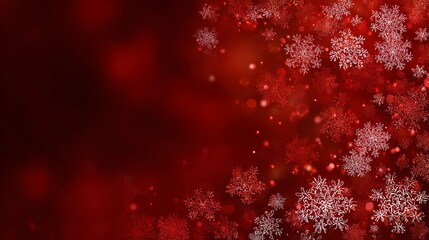 Red christmas background with snowflakes and festive winter glow