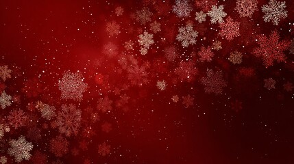 Red christmas background with snowflakes and festive winter glow
