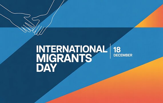 International Migrants Day with clasped hands graphic - Powered by Adobe